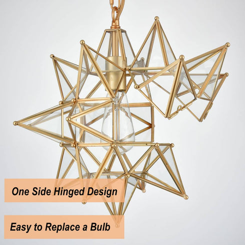 Modern Moravian Star Pendant Light Boho Gold Hanging Light 16 Inch